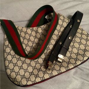 Gucci Monogram Crossbody with Green and Red Strap